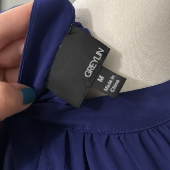 Greylin Purple/Dark Blue Blouse- Medium - Picture 5 of 5